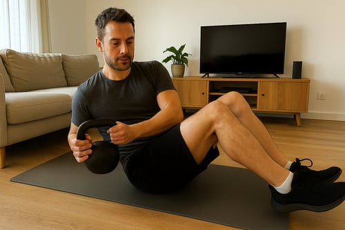 Russian twist nejen s kettlebell- dokonalé cvičení pro břišní svaly. Správná technika a užitečné vybavení