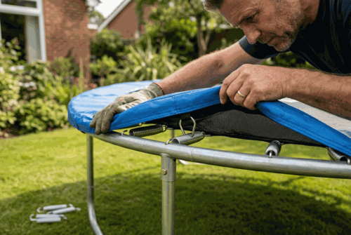 Náhradní díly k trampolínám: kdy měnit skákací plochu, síť a pružiny zahradní trampolíny