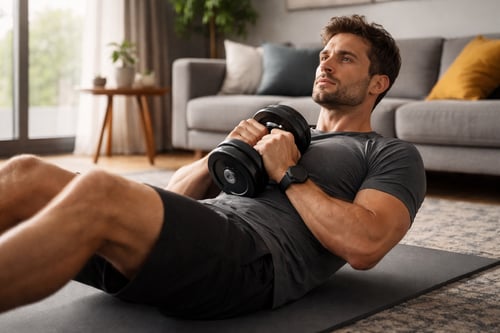 Cviky na břicho a core s činkami – efektivní trénink doma