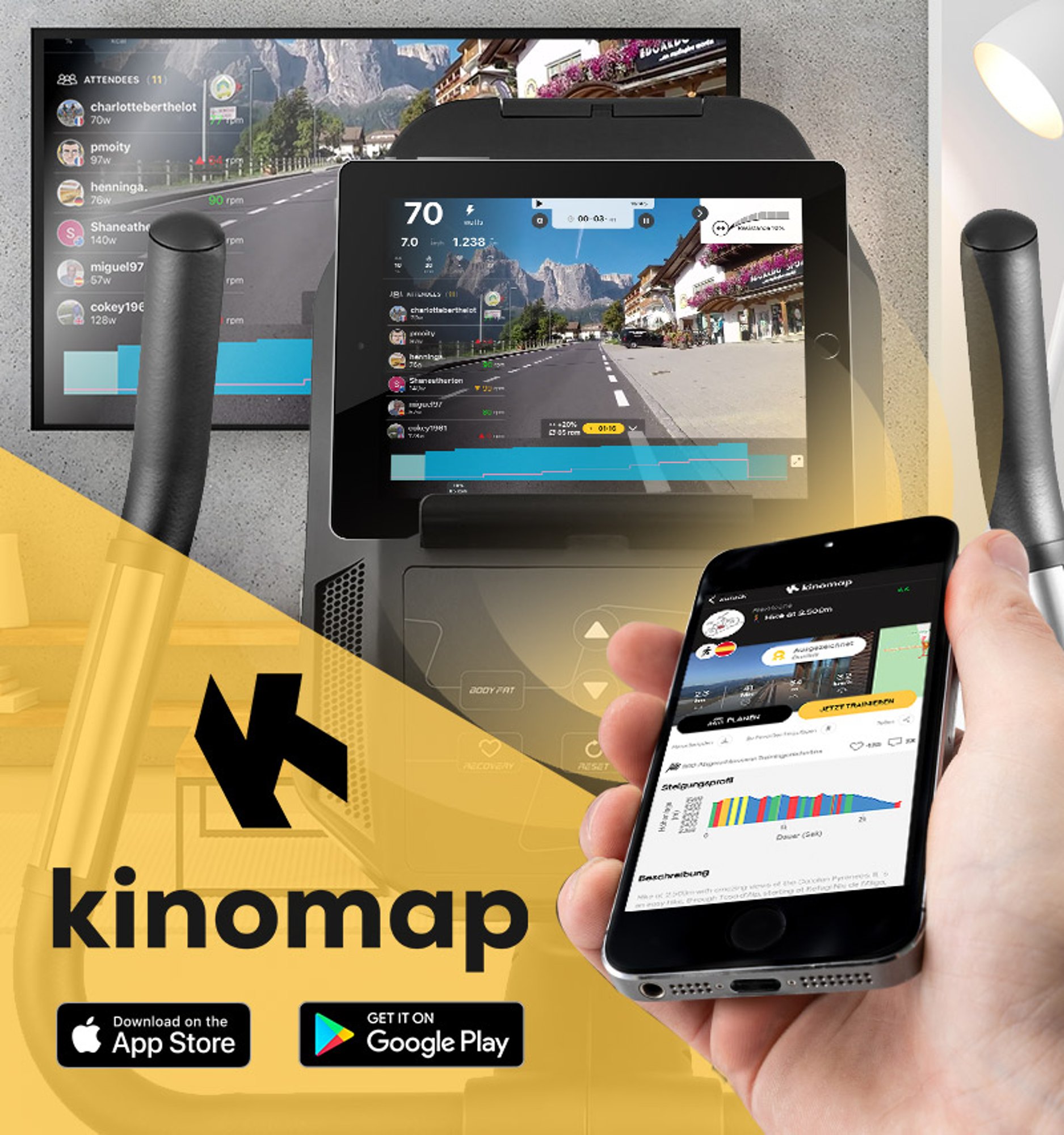 Aplikace Kinomap - trénujte stacionárně, cestujte virtuálně | Hop-Sport.cz
